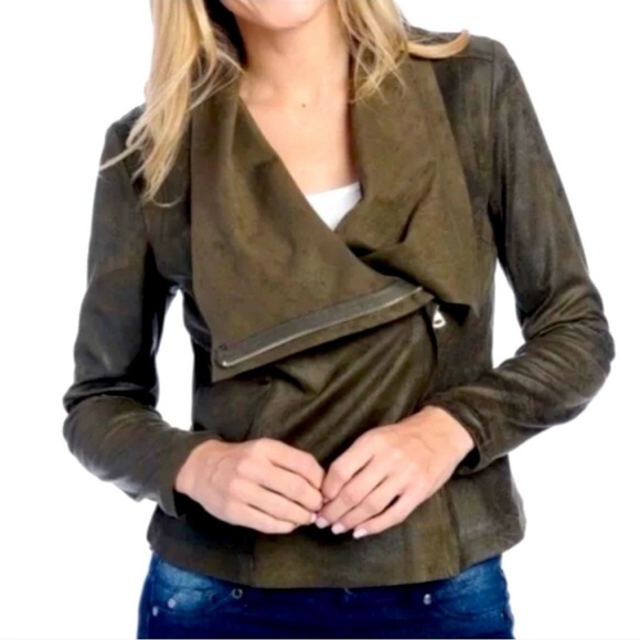 Zara | Drape Faux Suede Moto Jacket - Picture 1 of 10